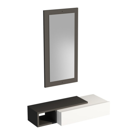 Buffet mural Meuble de rangement Bois anthracite et blanc - L82 x H15,8 x P29,6 cm - Moderne