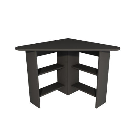 Bureau dangle Bois anthracite - L80 x H73,8 x P80 cm - Nombreuses étagères - Moderne
