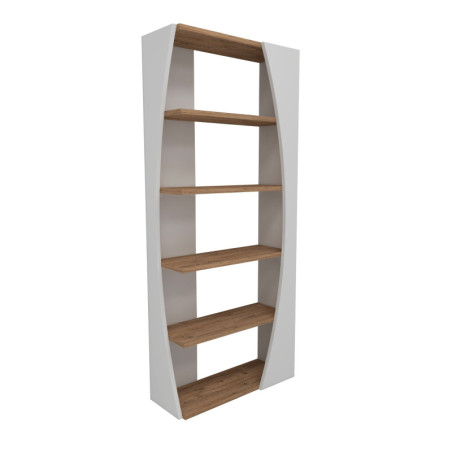 Bibliothèque Étagère Bois décor pin atlantique et blanc - L63,6 x H150 x P23,8 cm - Moderne
