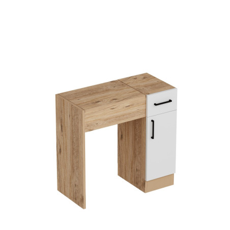 Coiffeuse Table de maquillage Bois décor pin atlantique et blanc - L77 x H108,8 x P37,3 cm - Moderne
