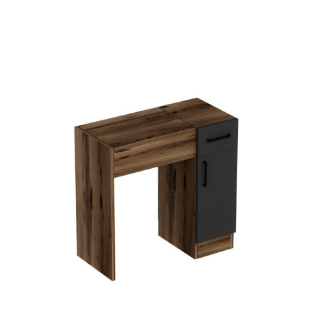 Coiffeuse Table de maquillage Bois décor noyer clair et anthracite - L77 x H108,8 x P37,3 cm - Moderne
