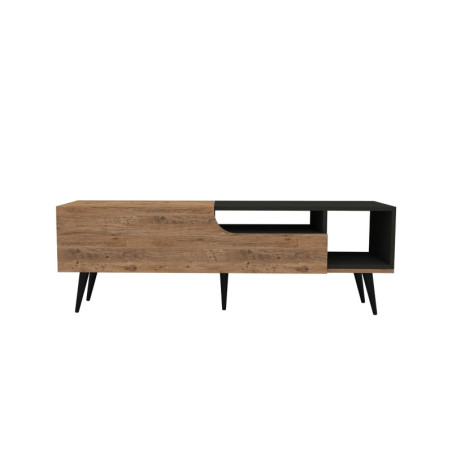 Meuble TV Meuble télévision Bois décor pin atlantique et anthracite - L49,6 x H150 x P29,6 cm - Moderne