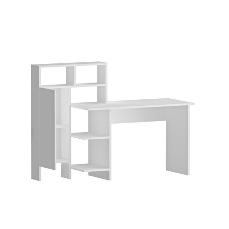 Bureau avec rangements MDF blanc - L111,8 x H135,9 x P60 cm - Design moderne