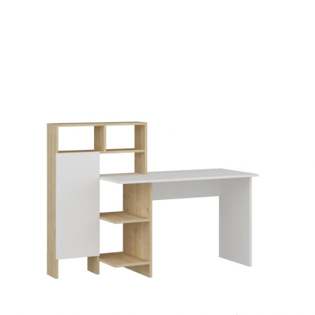 Bureau MDF blanc et décor chêne - L73,8 x H70,5 x P60 cm - Design moderne