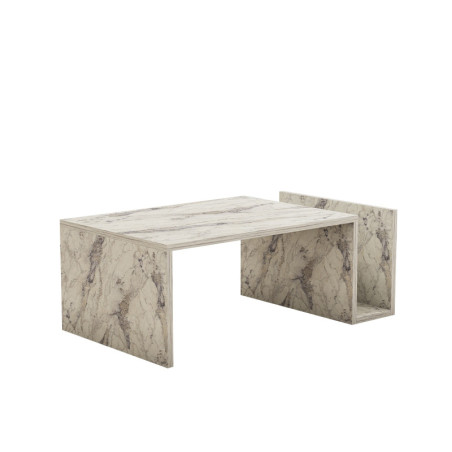 Table basse MDF effet marbre freesia - L86,8 x H32,4 x P50 cm - Design moderne