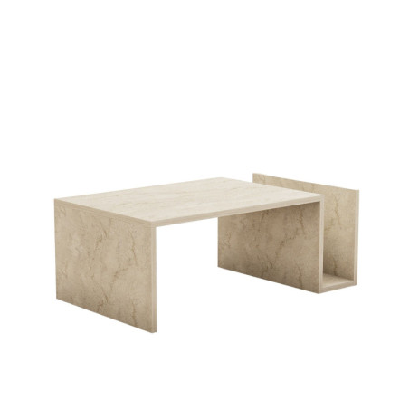 Table basse MDF effet travertin - L86,8 x H32,4 x P50 cm - Design moderne