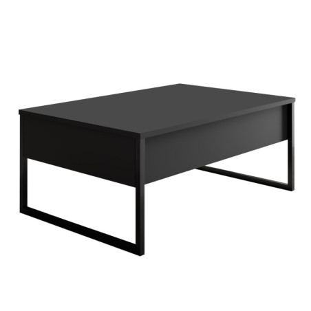 Table basse MDF anthracite et métal noir - L90 x H60 x P40 cm - Design moderne