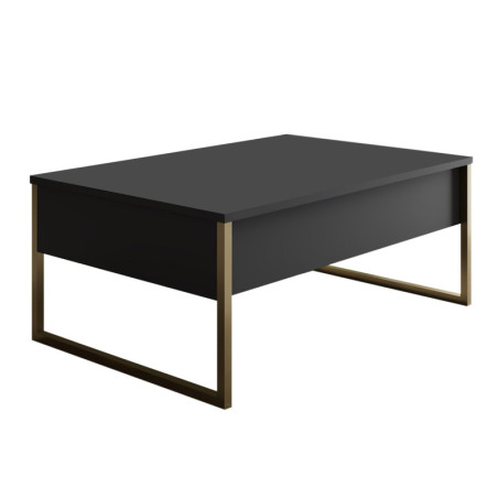Table basse MDF anthracite et métal doré - L90 x H60 x P40 cm - Design moderne