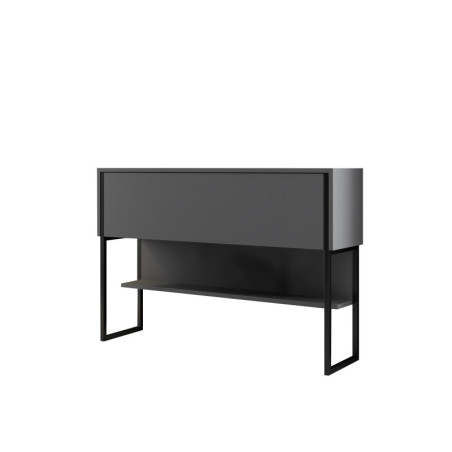 Commode MDF noir et anthracite - L120 x H80 x P30 cm - Pieds en métal