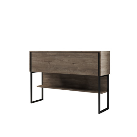 Commode MDF noir et décor noyer - L120 x H80 x P30 cm - Pieds en métal