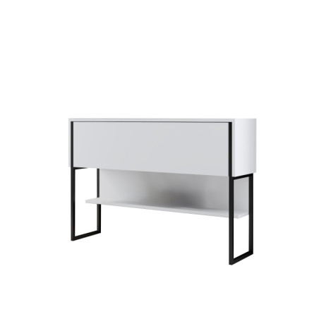 Commode MDF noir et blanc - L120 x H80 x P30 cm - Pieds en métal