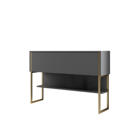 Commode MDF doré et anthracite - L120 x H80 x P30 cm - Pieds en métal