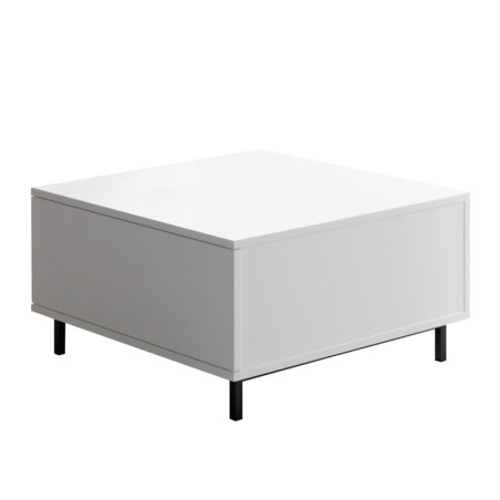 Table basse Bois MDF mélaminé blanc - L75 x H40 x P75 cm - Pieds métal - Moderne