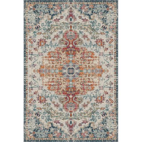 Tapis 100 % polyester Multicolore - 160 × 230 cm - Antidérapant - Lavable en machine