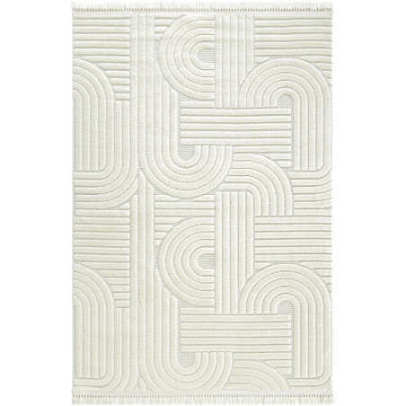 Tapis de salon en chenille écru - 200 x 290 cm - Poils 8 mm - Dos coton