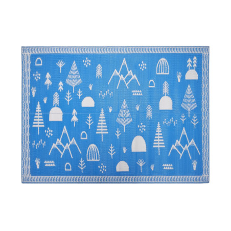 Tapis tissé bleu et blanc - 90 x 180 cm - Poils 3 mm