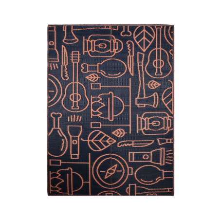 Tapis tissé marron et orange - 90 x 180 cm - Poils 3 mm