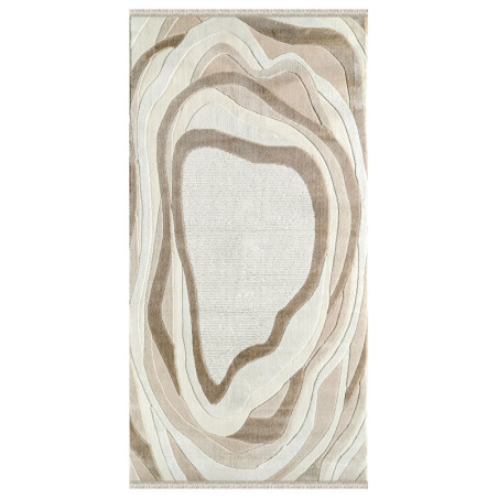 Tapis en polypropylène et polyester crème - 80 x 300 cm - Poils 7 mm - Semelle tissée