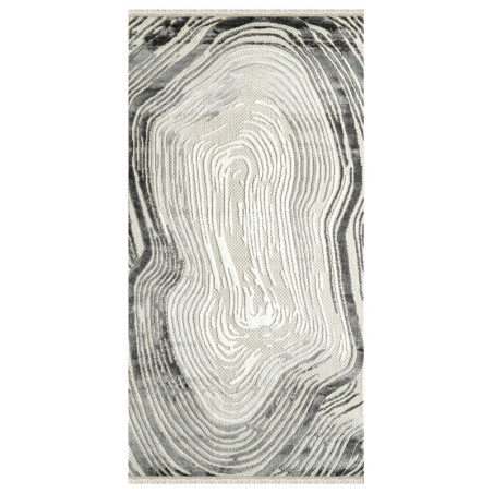 Tapis en polypropylène et polyester crème - 100 x 300 cm - Poils 7 mm - Semelle tissée