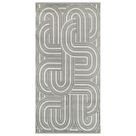Tapis en polypropylène et polyester crème - 100 x 300 cm - Poils 7 mm - Semelle tissée