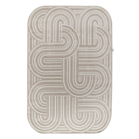 Tapis en polypropylène et polyester crème - 160 x 230 cm - Poils 7 mm - Semelle tissée - Toucher doux