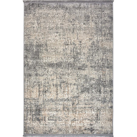 Grand tapis de couloir en polyester gris 120 x 250 cm, poils 9 mm, dos coton et jute