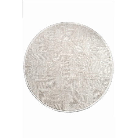 Tapis rond en polypropylène et polyester crème Ø 80 cm, poils 9 mm, dos coton et jute