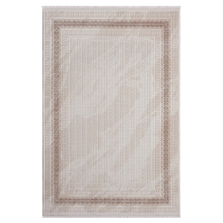 Tapis en polypropylène et polyester beige 100 x 200 cm, poils 7 mm, dos coton