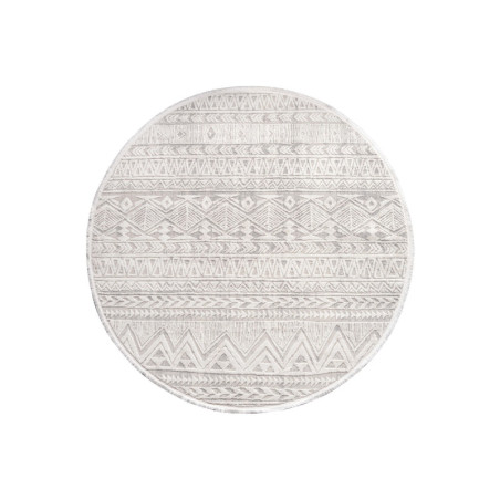 Tapis rond en polypropylène et polyester beige Ø 160 cm, poils 9 mm, dos coton et jute