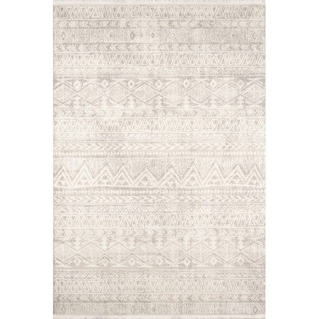 Tapis en polypropylène et polyester beige 100 x 300 cm, poils 9 mm, dos coton et jute