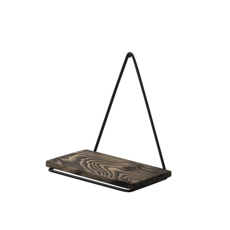 Étagère murale en bois dépicéa et métal noir et noyer foncé 27 x 28 x 15 cm, style industriel