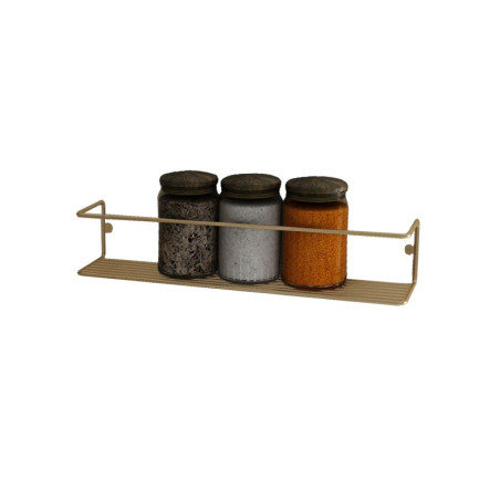 Étagère murale en métal doré 7 x 7 x 33 cm, charge maximale 1 kg