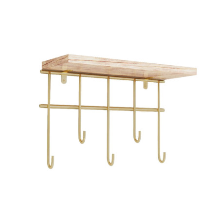 Étagère murale en bois massif et métal or et marron 20 x 10 x 27 cm, charge maximale 2 kg