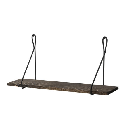 Étagère murale en bois dépicéa et métal noir et noyer foncé 60 x 27 x 15 cm, style industriel