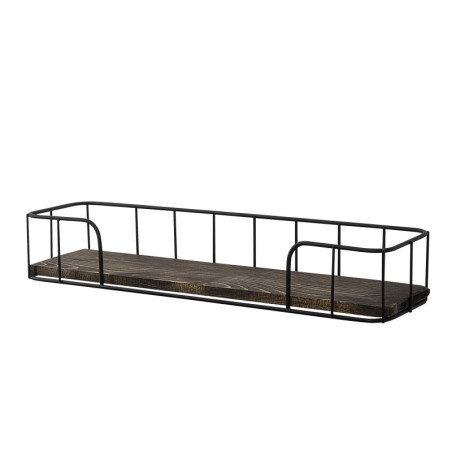 Étagère murale en bois dépicéa et métal noir et noyer foncé 60 x 10 x 15 cm, style industriel