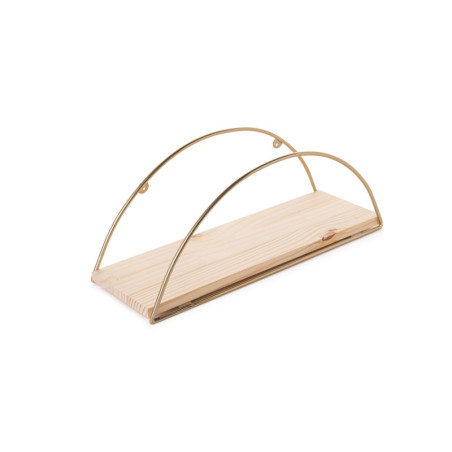 Étagère murale en bois massif et métal or et marron 41 x 17 x 16 cm, charge maximale 3 kg