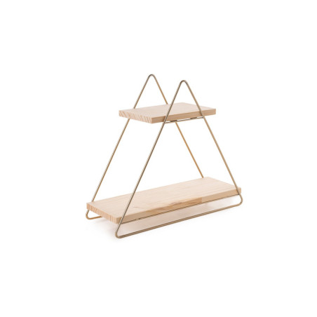Étagère murale en bois massif et métal or et marron 38 x 16 x 42 cm, charge totale 5 kg