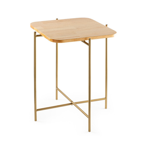 Table basse dappoint en bois et métal doré et naturel 46 x 56 x 46 cm
