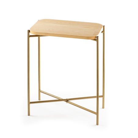 Table basse dappoint en bois et métal doré et naturel 40 x 56 x 26 cm