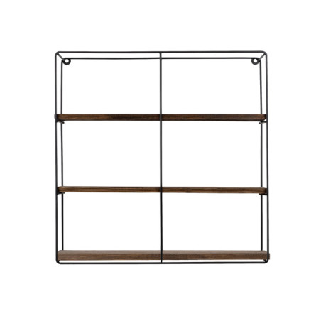 Étagère murale 3 niveaux en bois dépicéa et métal noir et noyer 60 x 14 cm