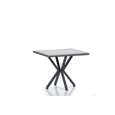 Table de jardin en aluminium gris et noir 94 x 78 x 94 cm, résistante aux intempéries