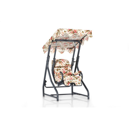 Balancelle de jardin 1 place en métal et polyester multicolore 100 x 165 x 110 cm, charge 95 kg