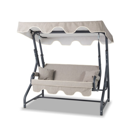 Balancelle de jardin 2 places en métal et polyester anthracite et gris 170 x 170 x 110 cm