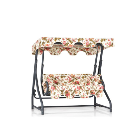 Balancelle de jardin 2 places en métal et polyester multicolore 170 x 165 x 110 cm, charge 160 kg
