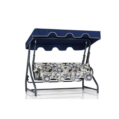Balancelle de jardin double en métal et polyester multicolore 170 x 165 x 110 cm