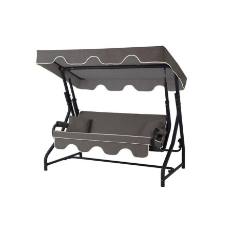 Balancelle de jardin 3 places en métal et polyester anthracite 200 x 170 x 110 cm