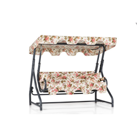 Balancelle de jardin 3 places en métal et polyester multicolore 200 x 165 x 110 cm