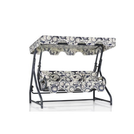 Balancelle de jardin 3 places en métal et polyester multicolore 200 x 165 x 110 cm, charge 240 kg
