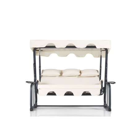 Balancelle de jardin 3 places en métal et polyester multicolore 200 x 165 x 110 cm, charge 240 kg