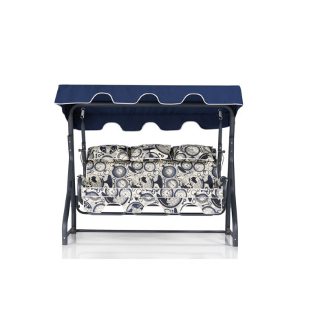 Balancelle de jardin 3 places en métal et polyester multicolore 200 x 165 x 110 cm, charge 240 kg